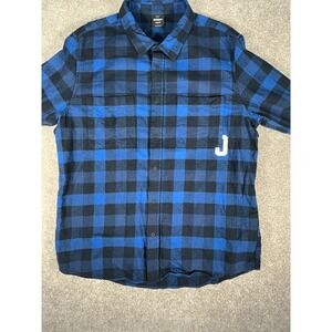 Oakley Mens 2XL Blue Black Plaid Flannel Shirt Long Sleeve Custom‎ Fit